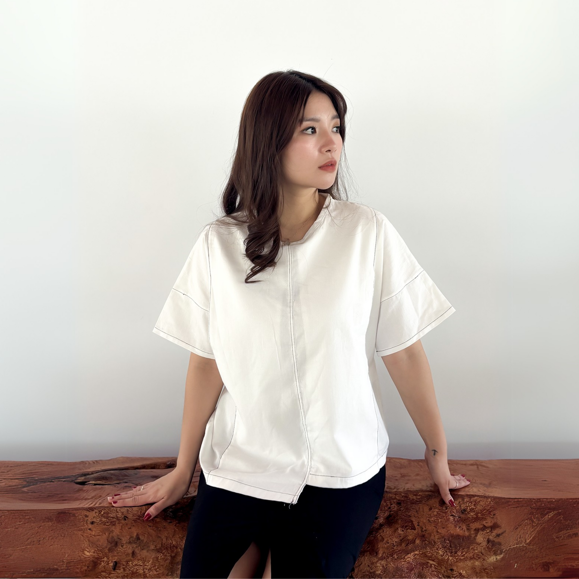 Mari Nursing Panel Top in White