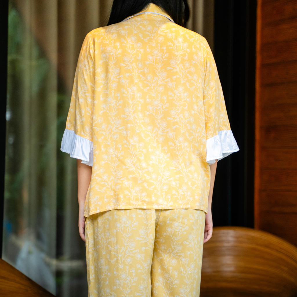 Roona Long Sets Pajamas in Golden Bloom