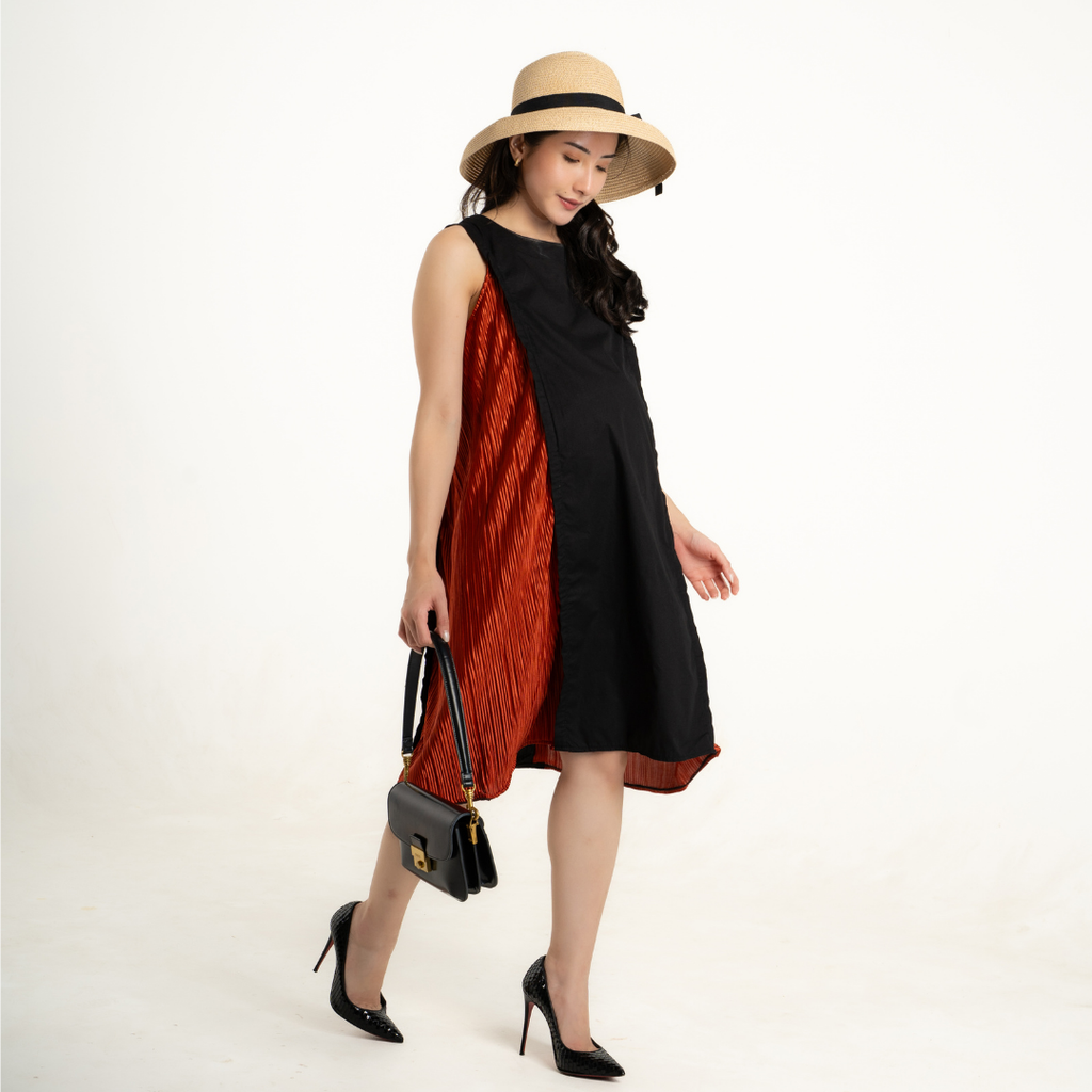 Aurelia Contrast Nursing & Maternity Dress in Dark Amber