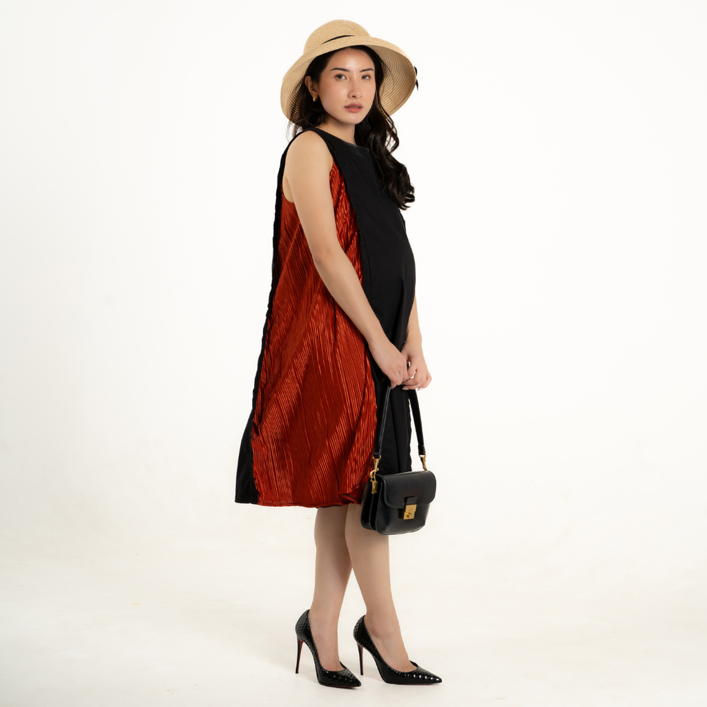 Aurelia Contrast Nursing & Maternity Dress in Dark Amber