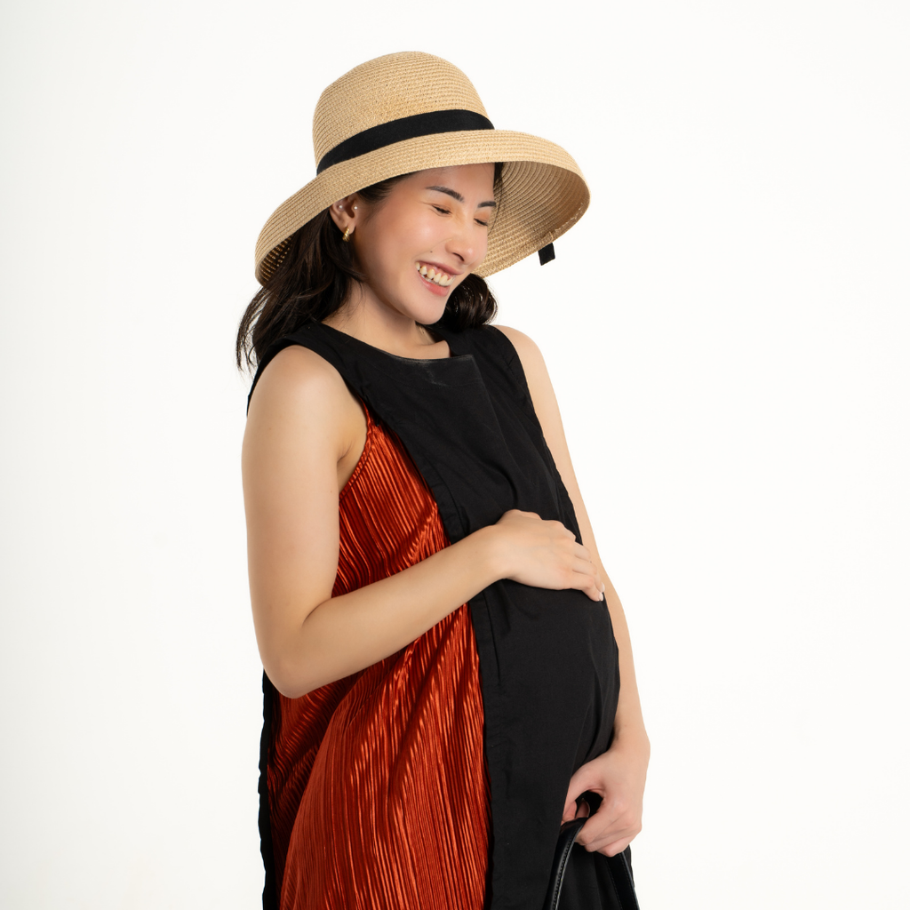 Aurelia Contrast Nursing & Maternity Dress in Dark Amber