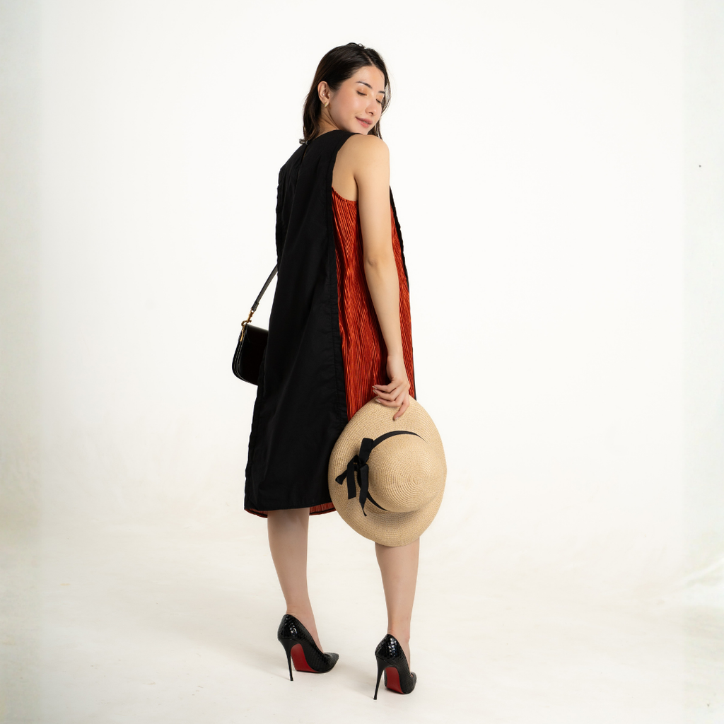 Aurelia Contrast Nursing & Maternity Dress in Dark Amber