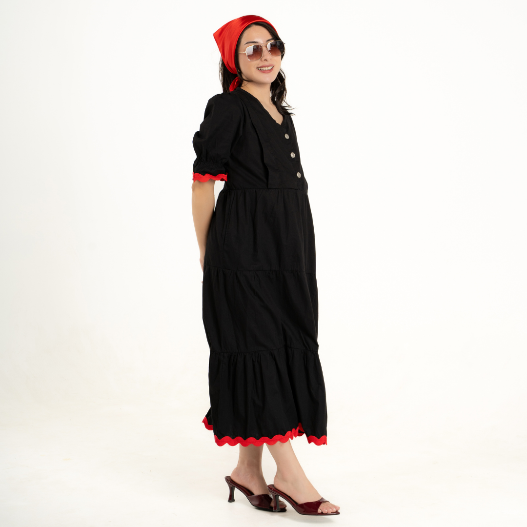 Rosabelle Signature Nursing & Maternity Dress in Deep Noir