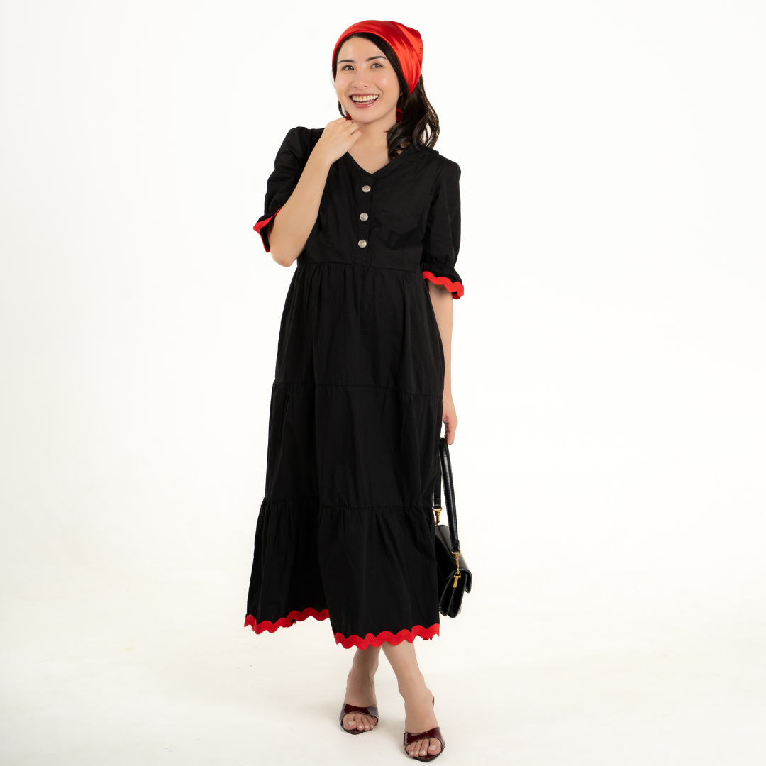 Rosabelle Signature Nursing & Maternity Dress in Deep Noir