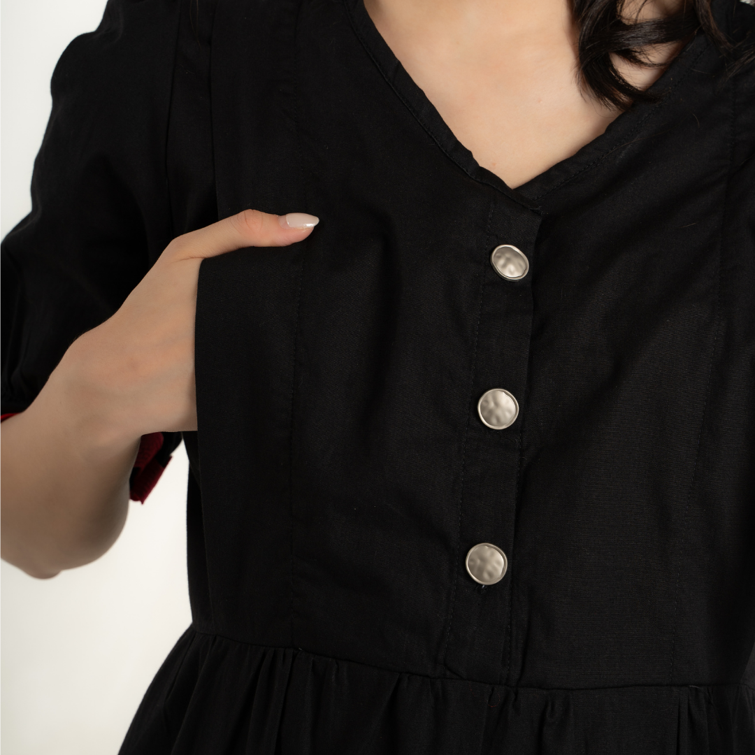 Rosabelle Signature Nursing & Maternity Dress in Deep Noir