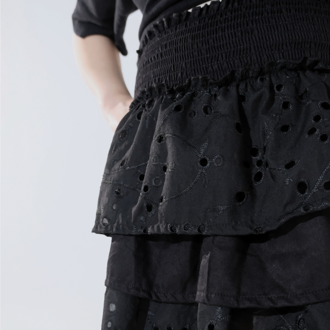 Clara Ruffle Maternity Skirt in Black