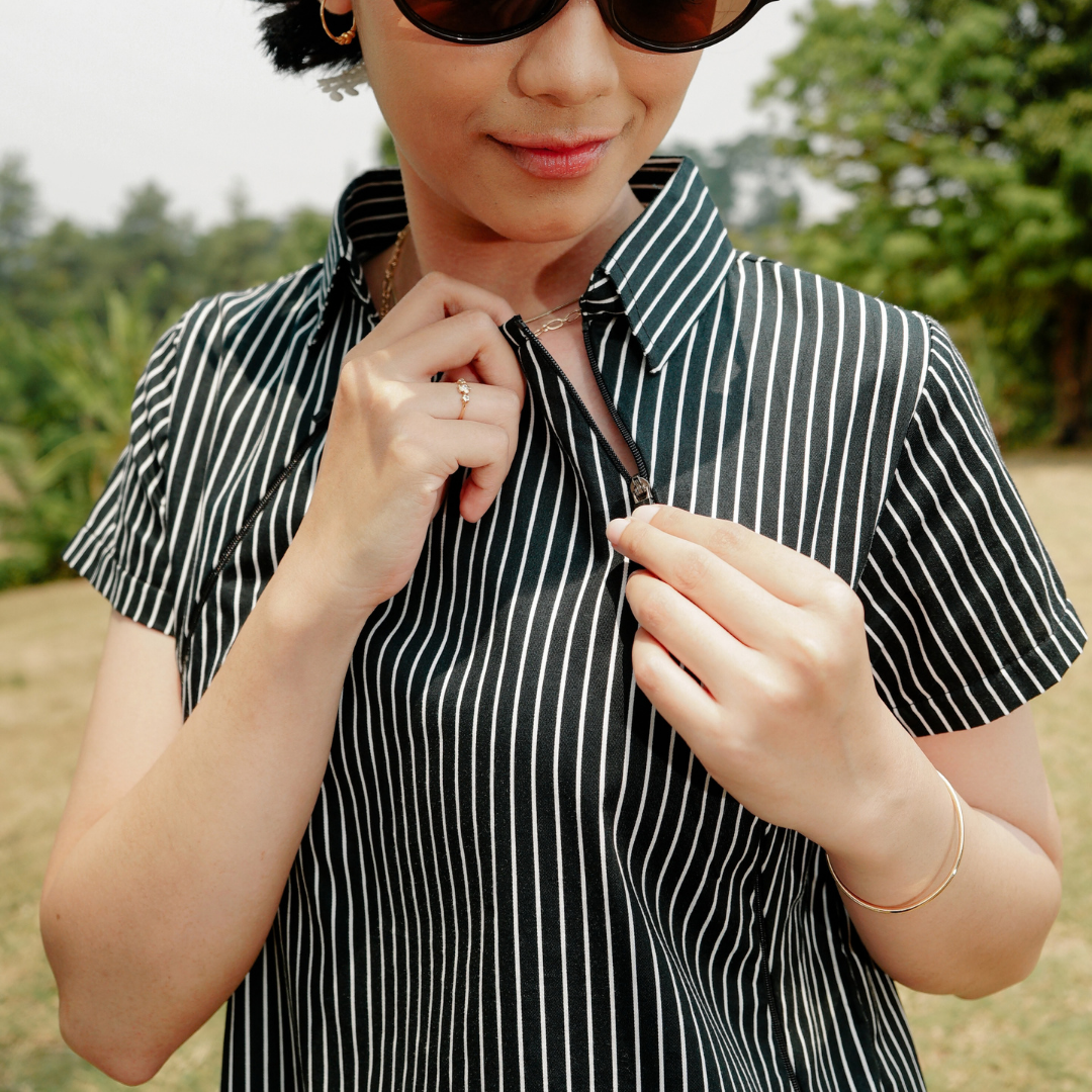 Tilda Nursing Shirt in Noir Stripe