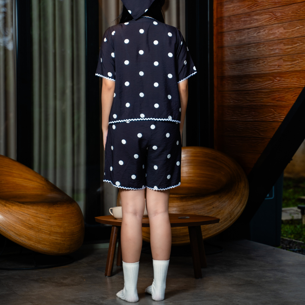 Kaiyo Polka Dot Pajama Set in Black