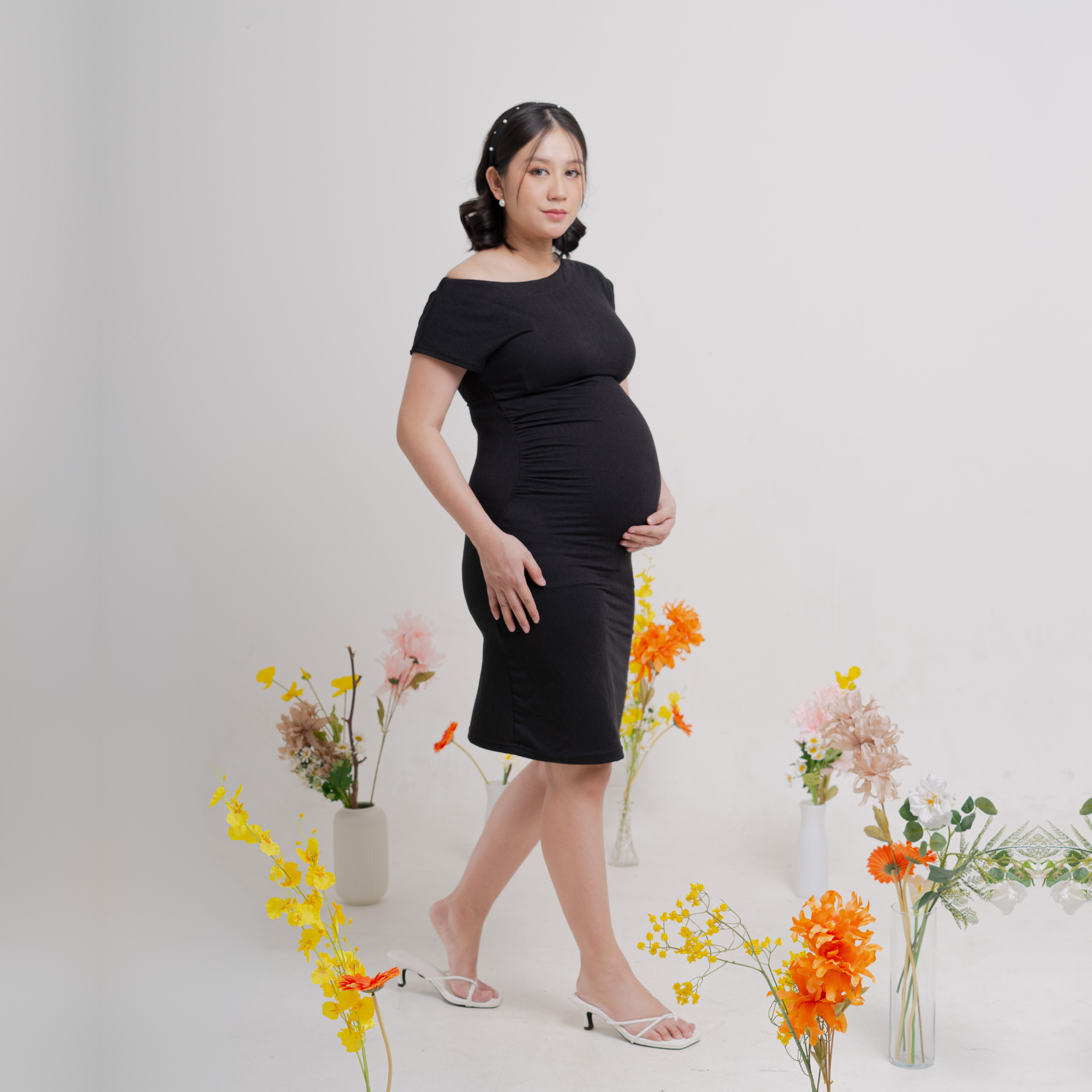 Jasmin Maternity Dress in Dark Charcoal