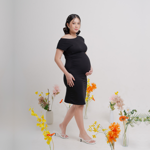 Jasmin Maternity Dress in Dark Charcoal