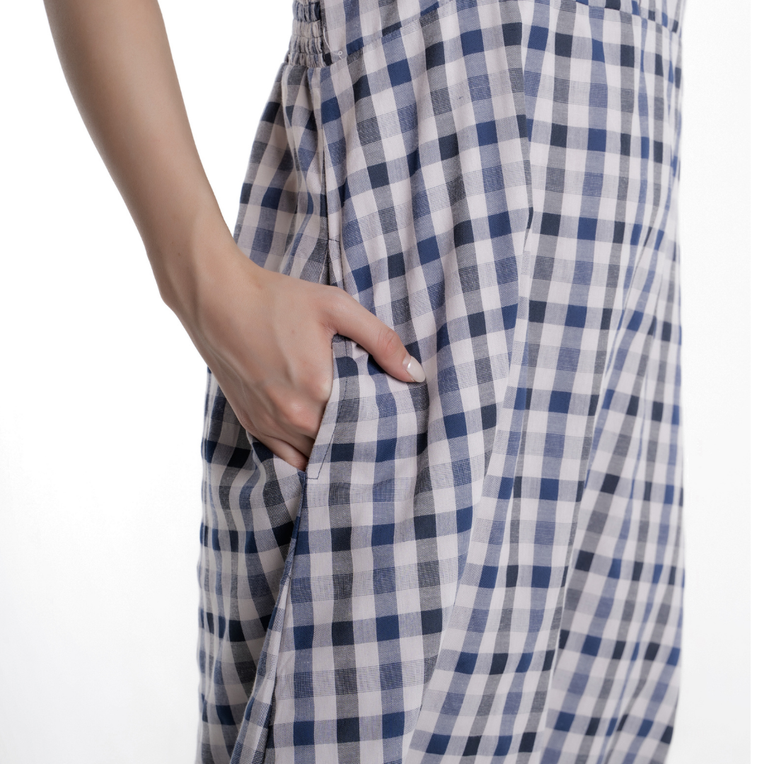 Aveline Gingham Nursing Dress in Twilight Plaid