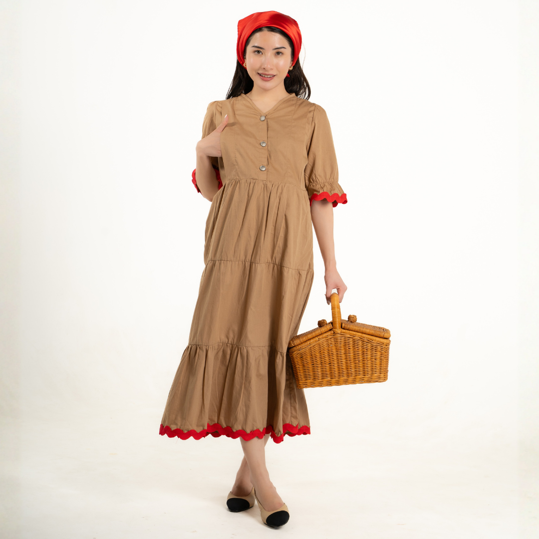 Rosabelle Signature Nursing & Maternity Dress in Toasted Oat