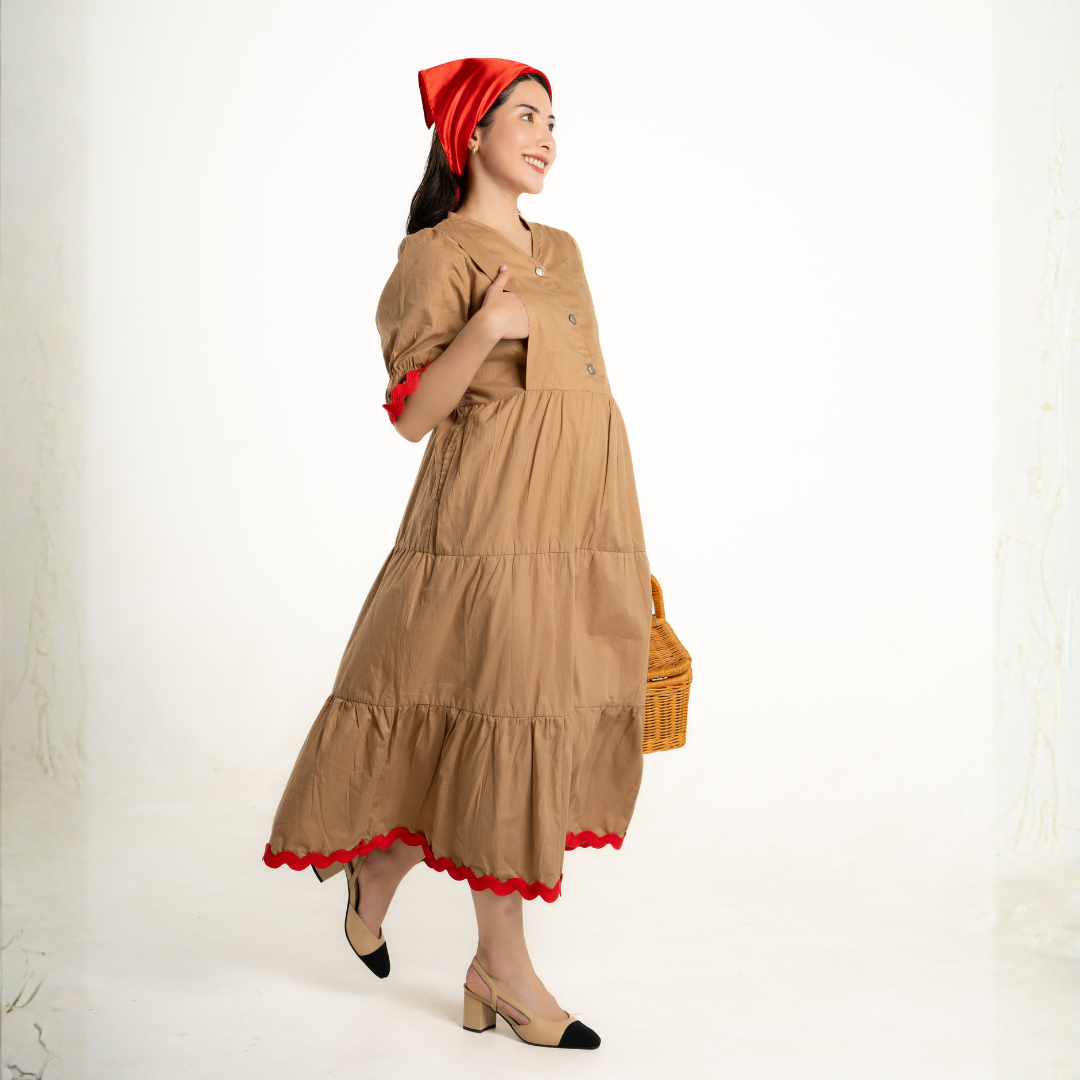 Rosabelle Signature Nursing & Maternity Dress in Toasted Oat
