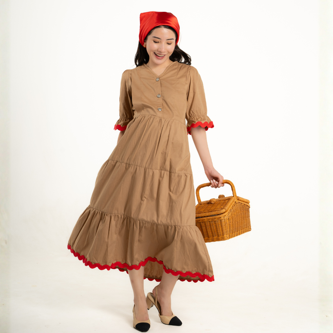 Rosabelle Signature Nursing & Maternity Dress in Toasted Oat