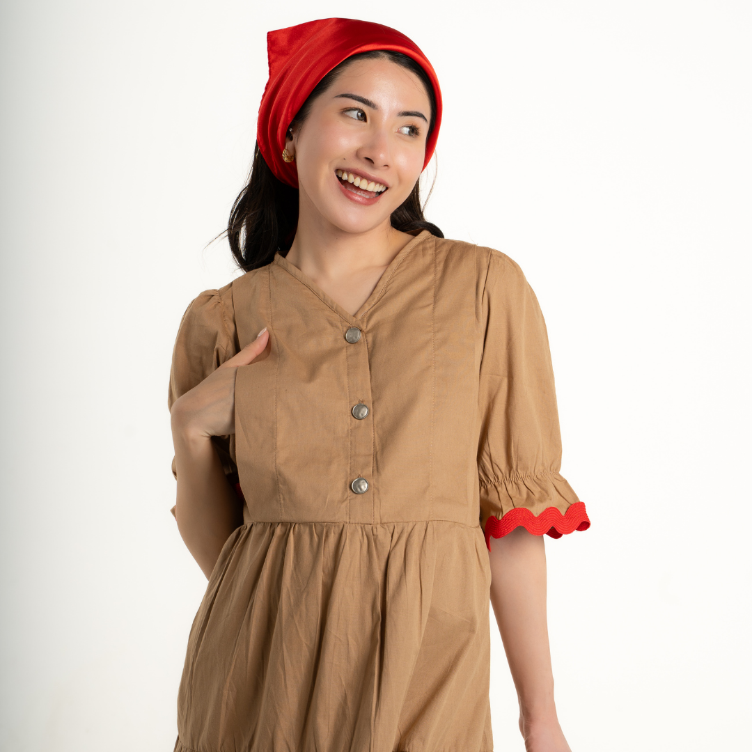 Rosabelle Signature Nursing & Maternity Dress in Toasted Oat