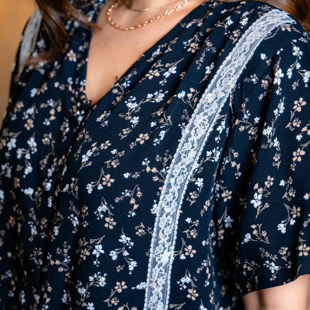 Nitsuki Nursing Pajama Set in Midnight Bloom