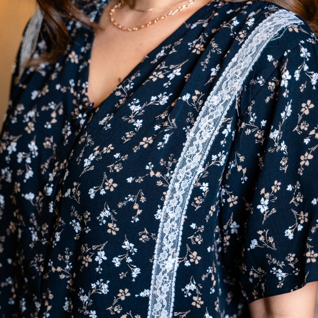 Nitsuki Nursing Pajama Set in Midnight Bloom