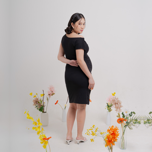 Jasmin Maternity Dress in Dark Charcoal