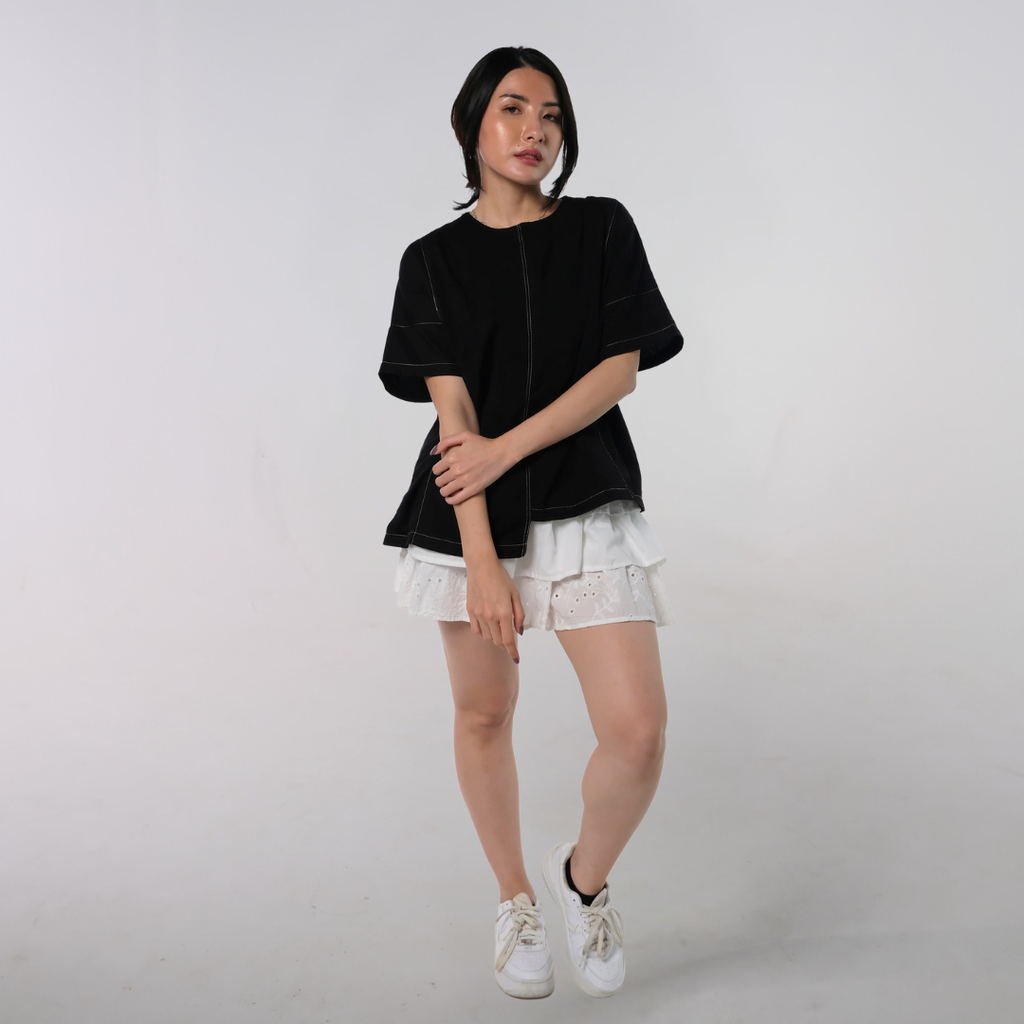 Mari Nursing Panel Top in Black