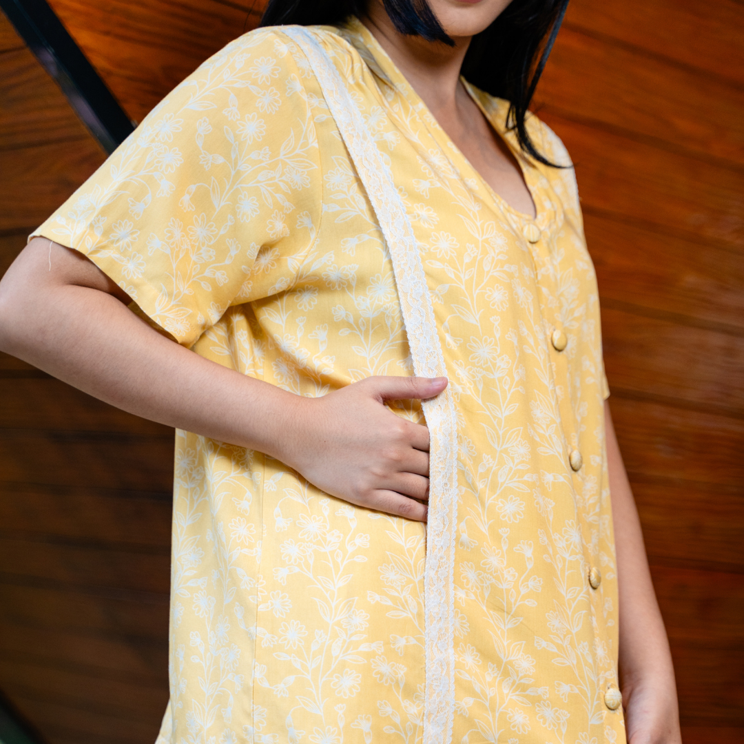 Nitsuki Nursing Pajama Set in Golden Bloom