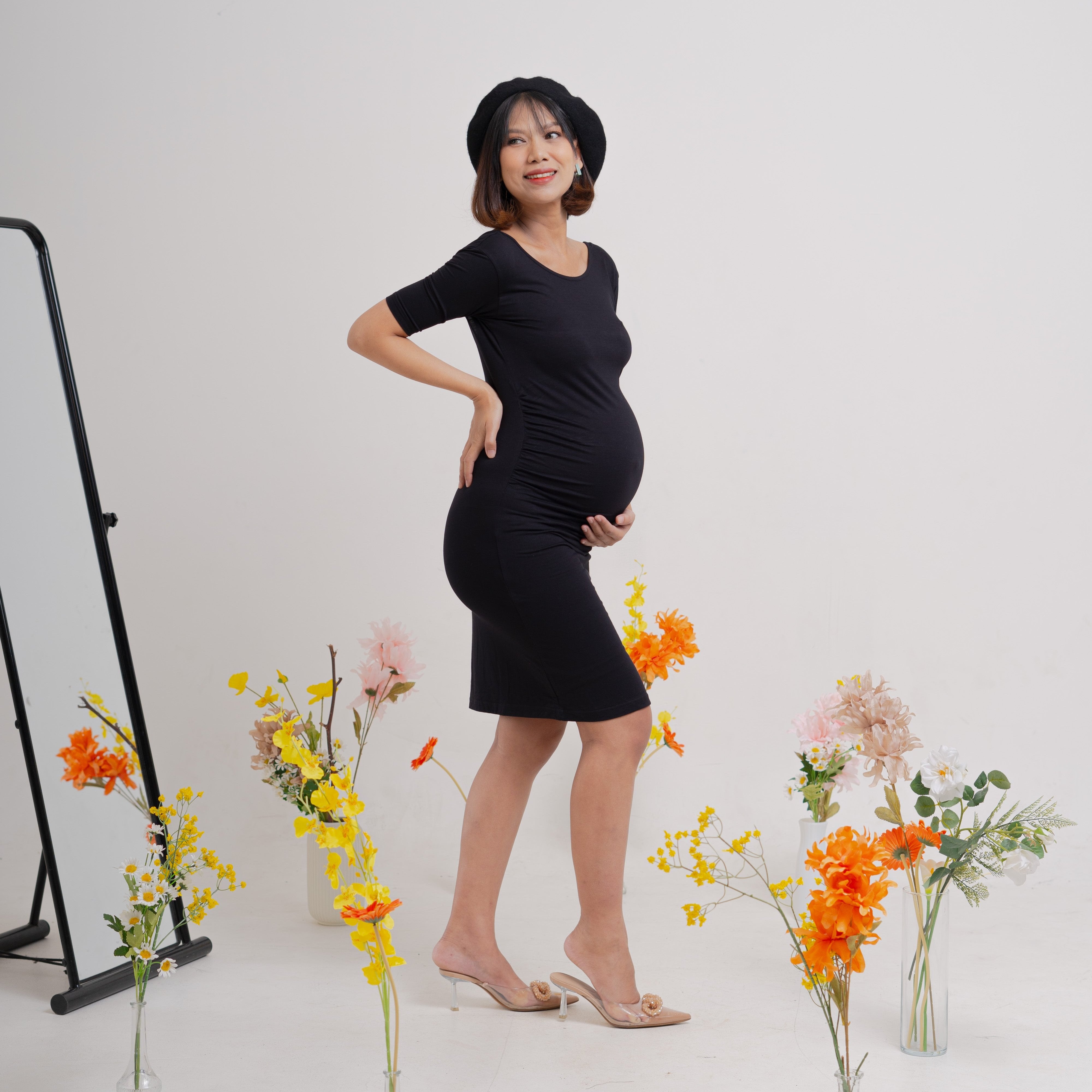 Iris Maternity Dress in Black