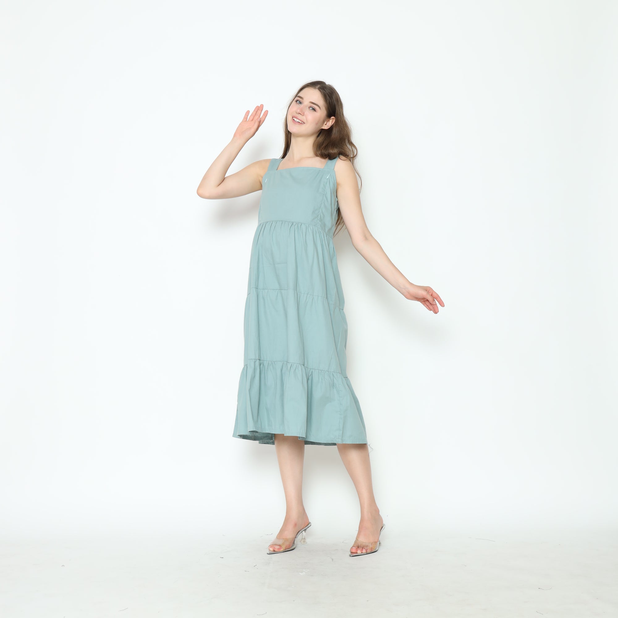 Serena Babydoll Midi Dress in Sapphire