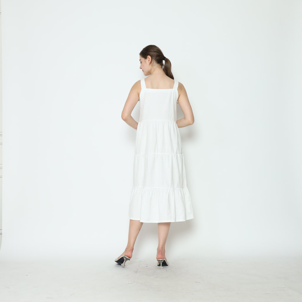 Serena Babydoll Midi Dress in White