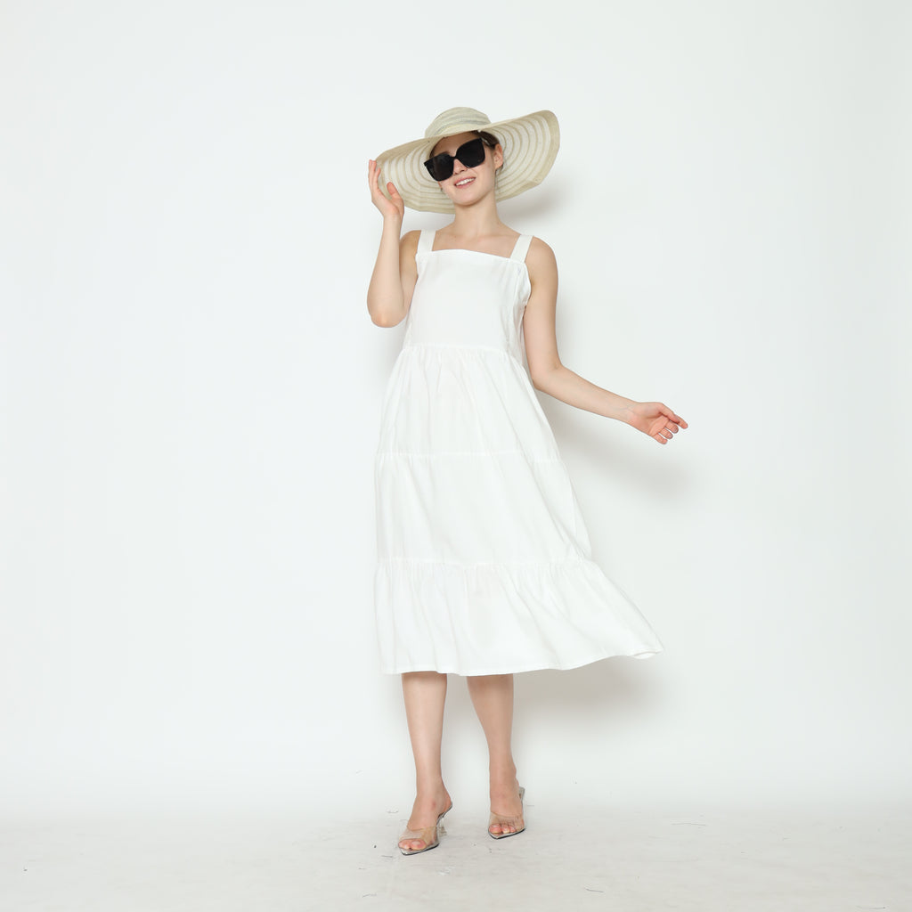 Serena Babydoll Midi Dress in White