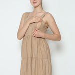 Muat gambar ke penampil Galeri, Serena Babydoll Midi Dress in Tan

