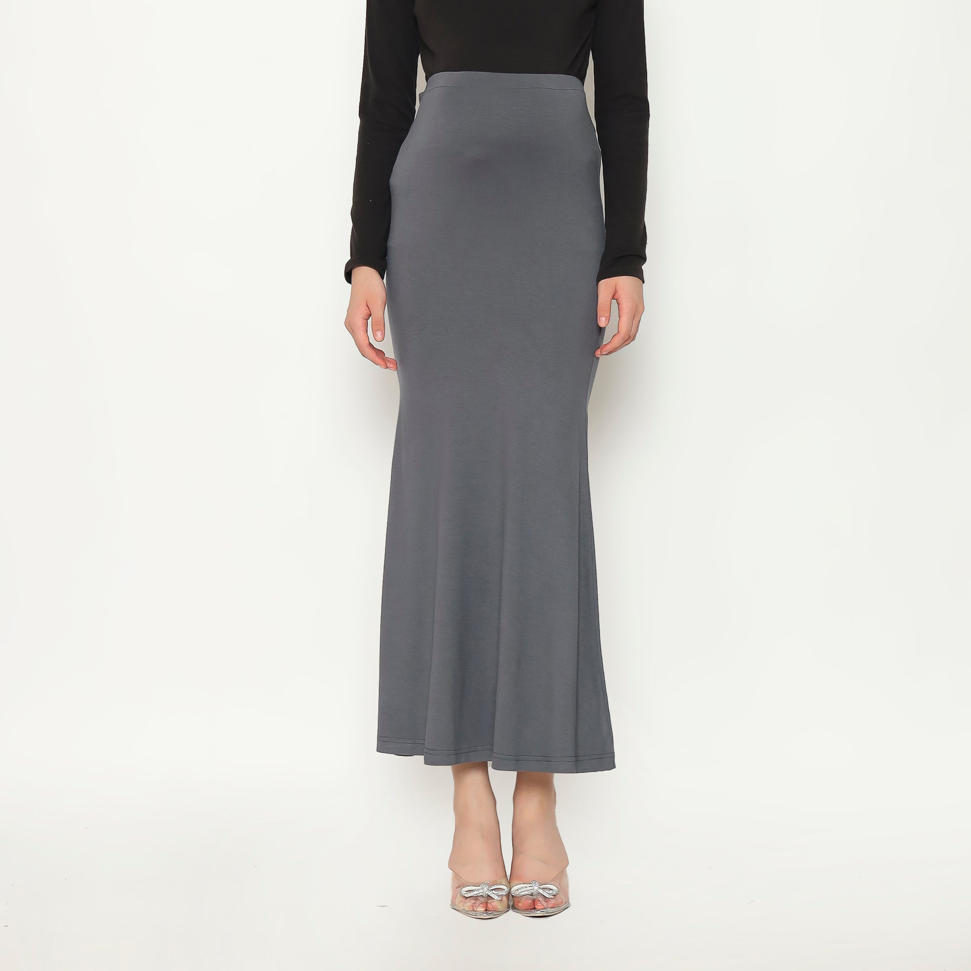 Marisol Mermaid Skirt Midi Long In Grey
