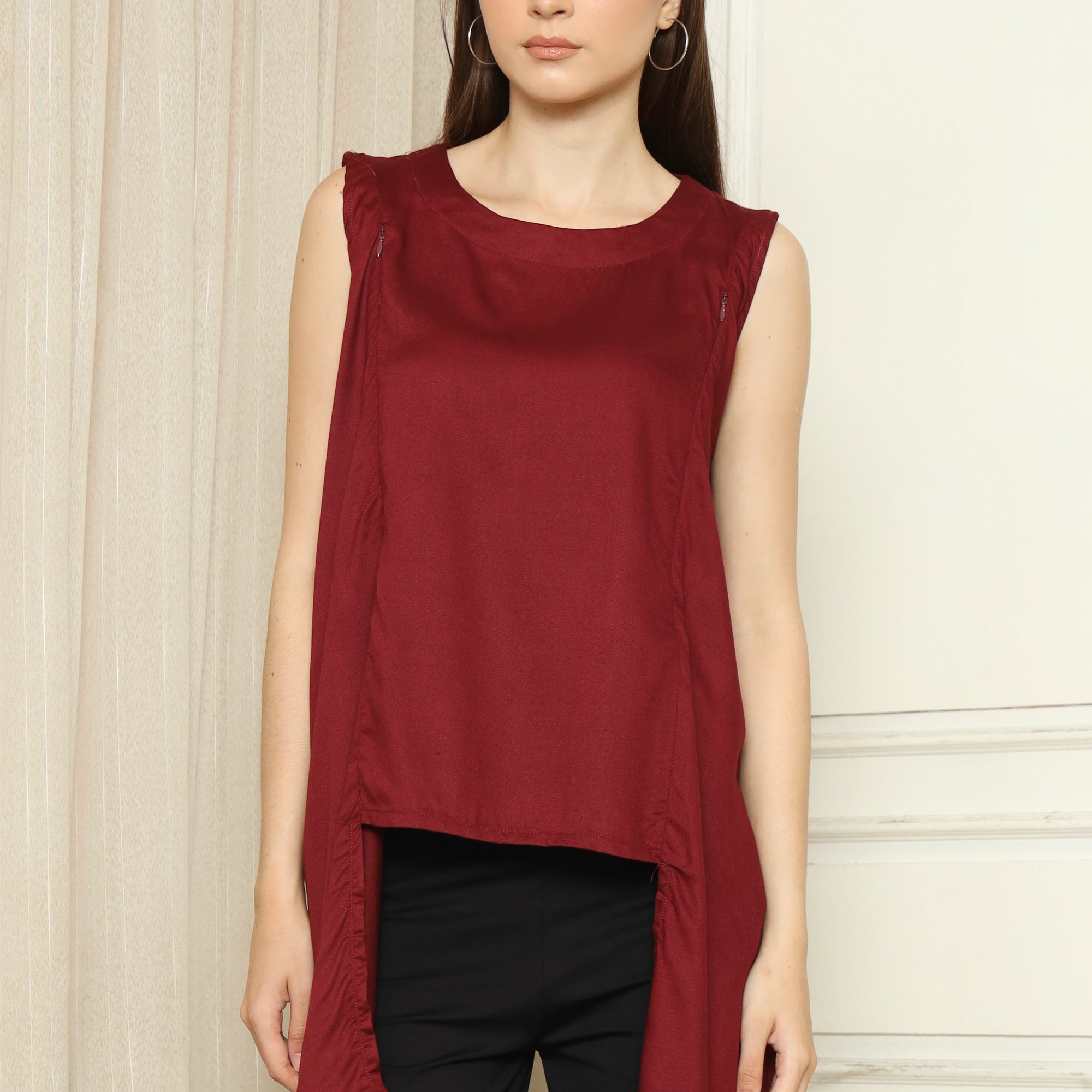 Claire Loose Nursing Top in Red