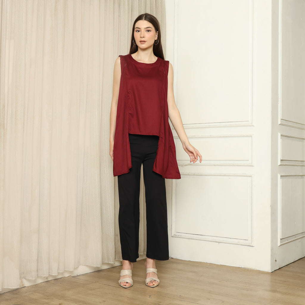 Claire Loose Nursing Top in Red