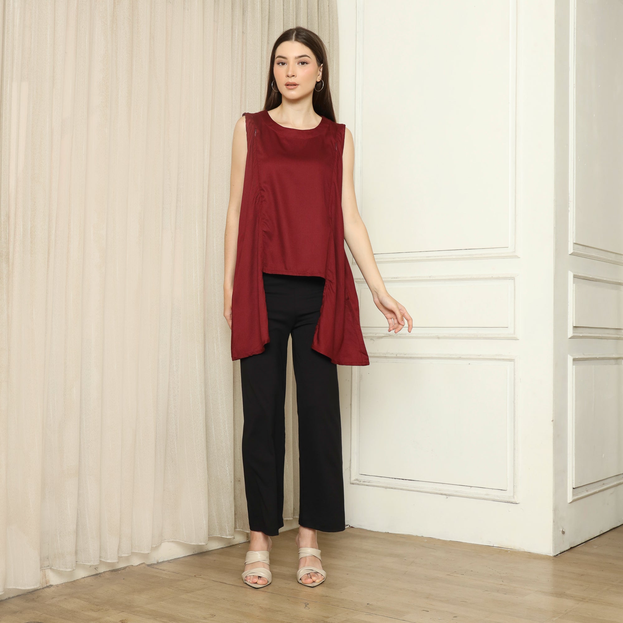 Claire Loose Nursing Top in Red