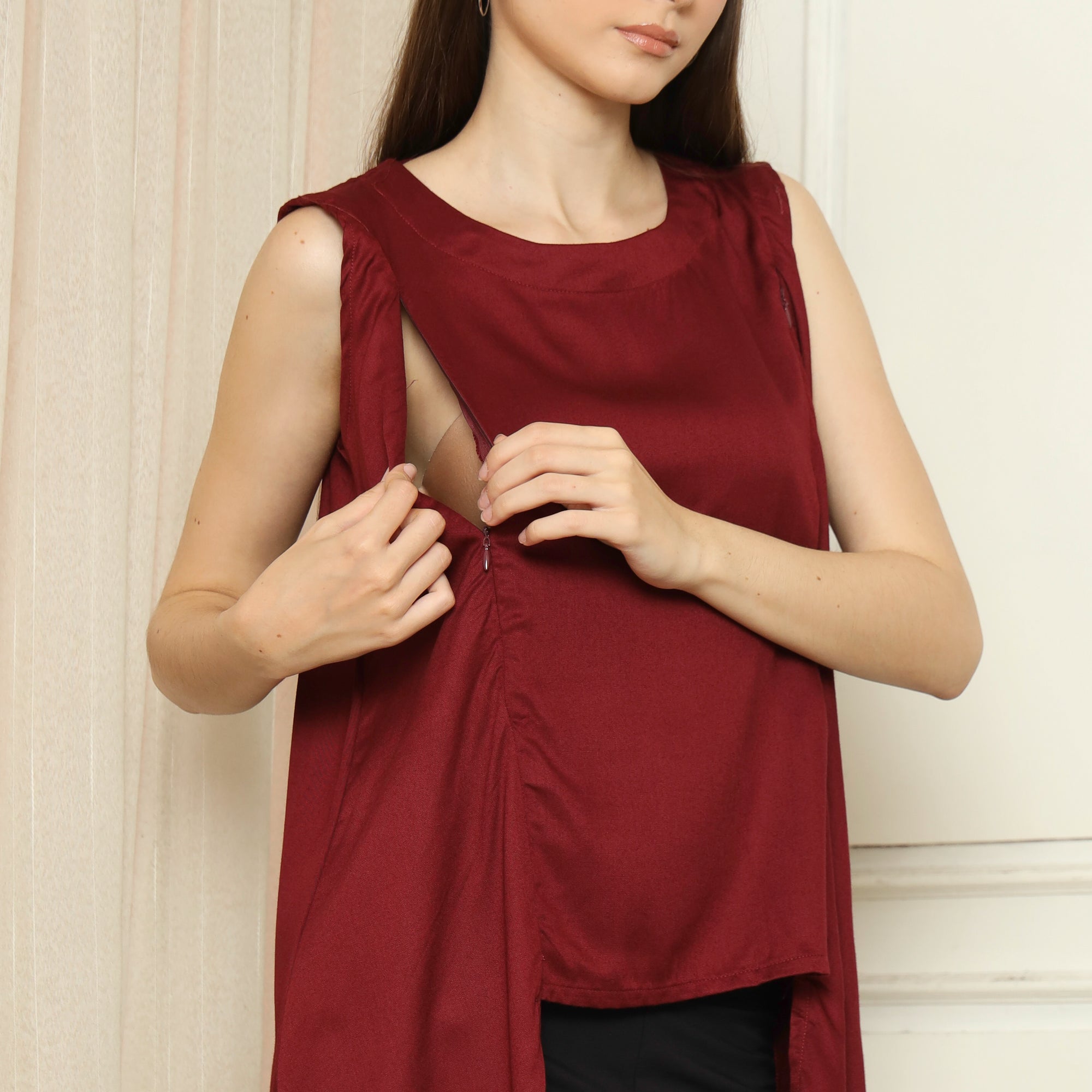 Claire Loose Nursing Top in Red