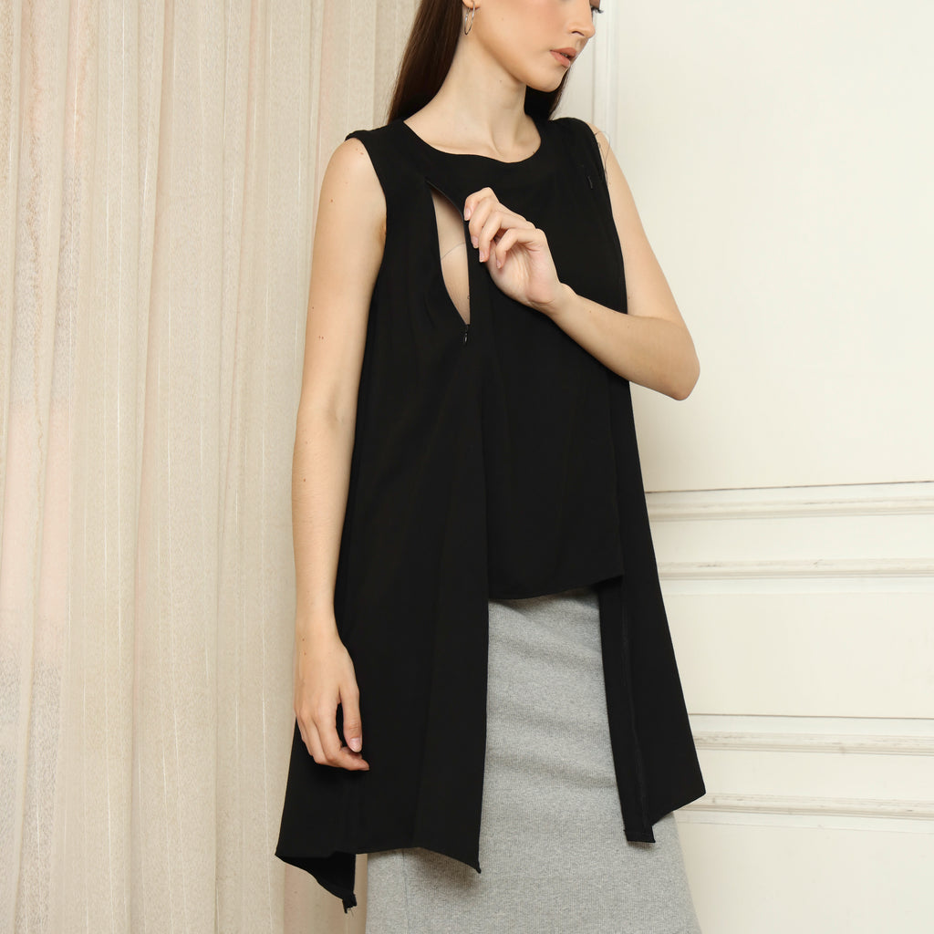Claire Loose Nursing Top in Black