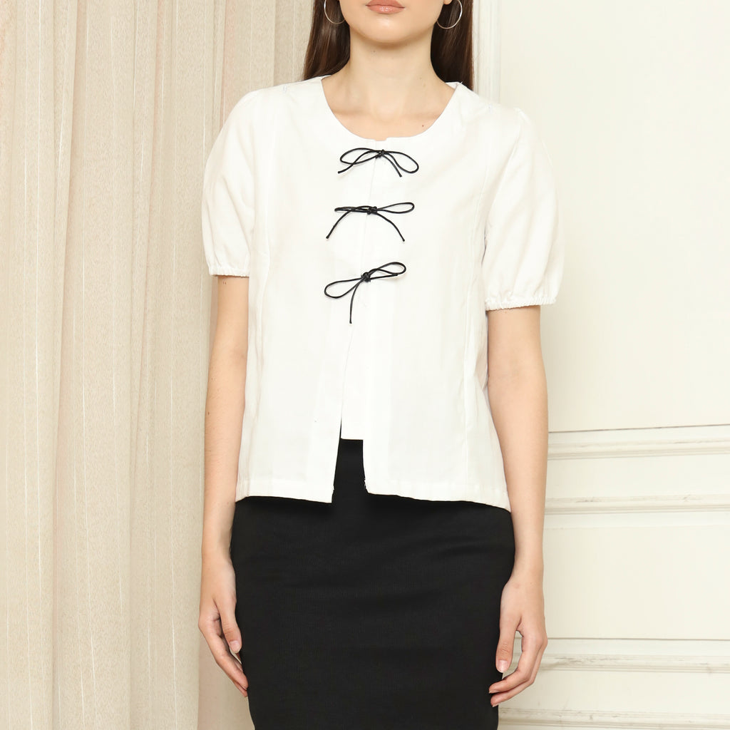 Alby Nursing Bow Top in White