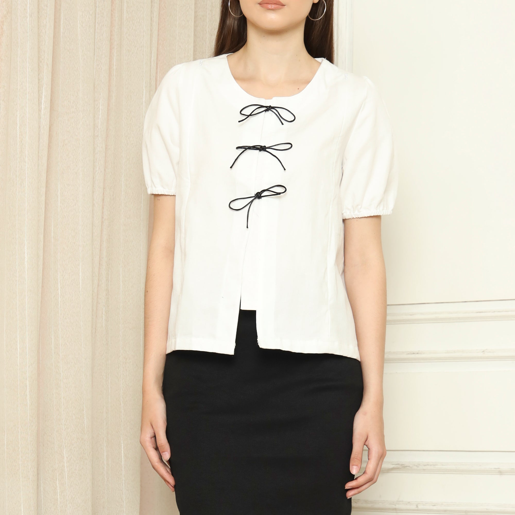 Alby Nursing Bow Top in White