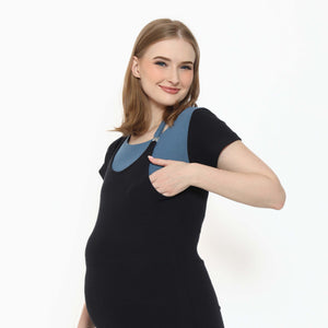 Zebbie Knit Dress with Nursing Strap in Black