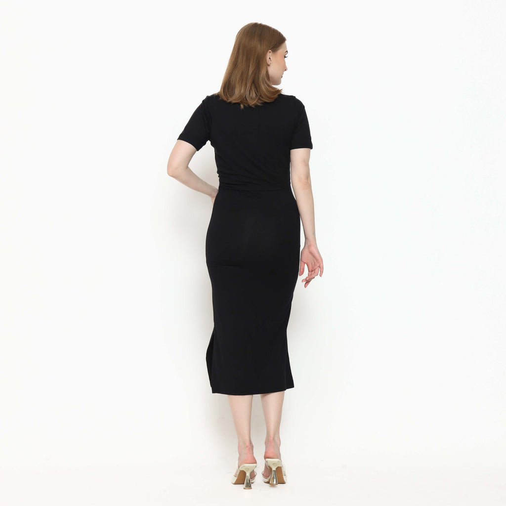 Leonora Nursing Dress in Jade Black