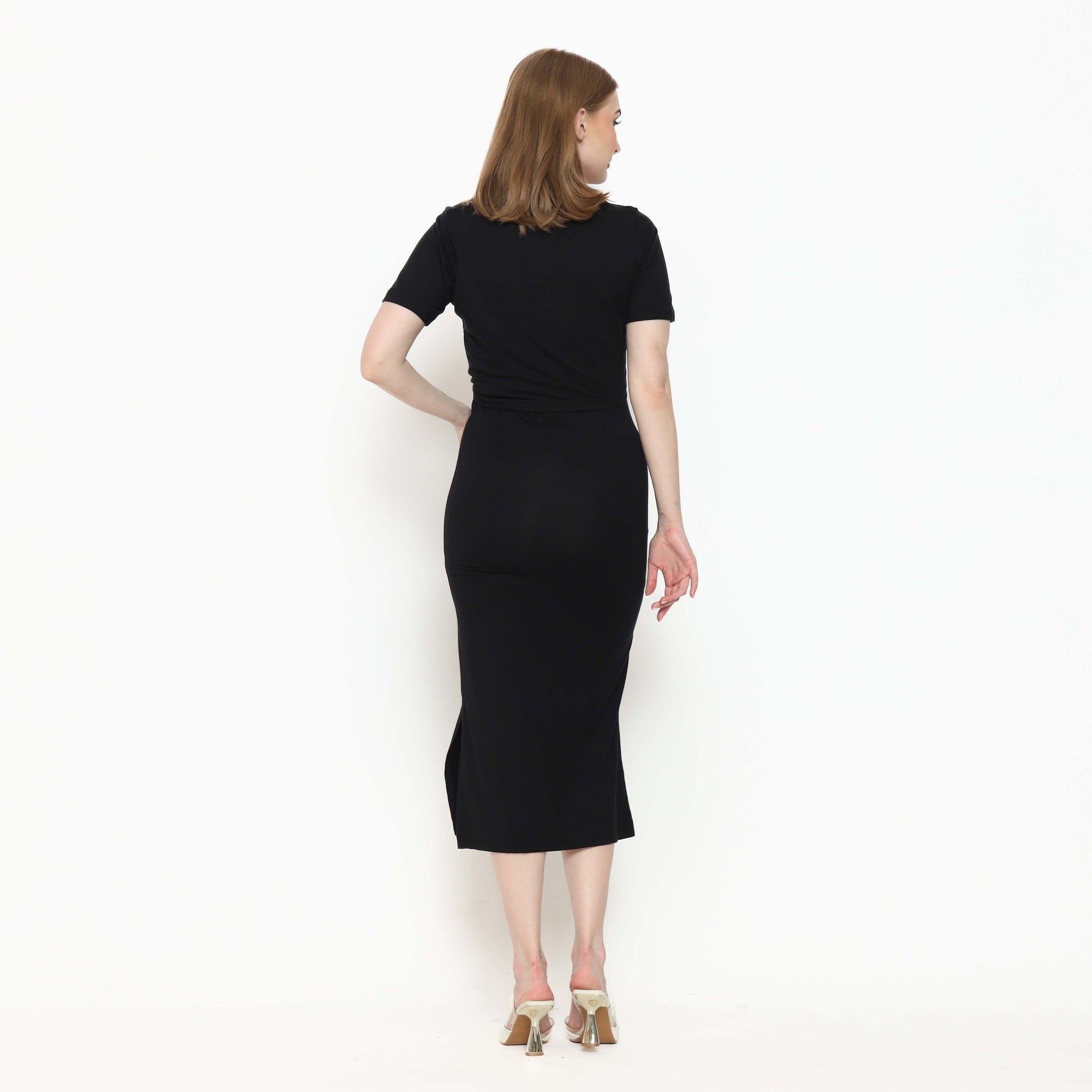 Leonora Nursing Dress in Jade Black
