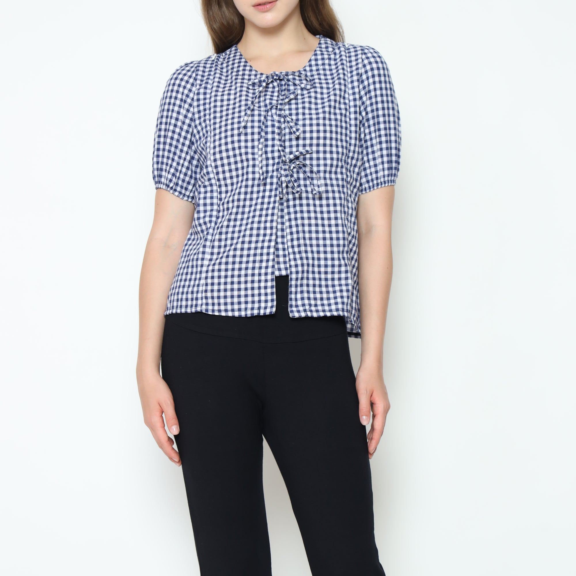 Alby Square Nursing Bow Top in Navy