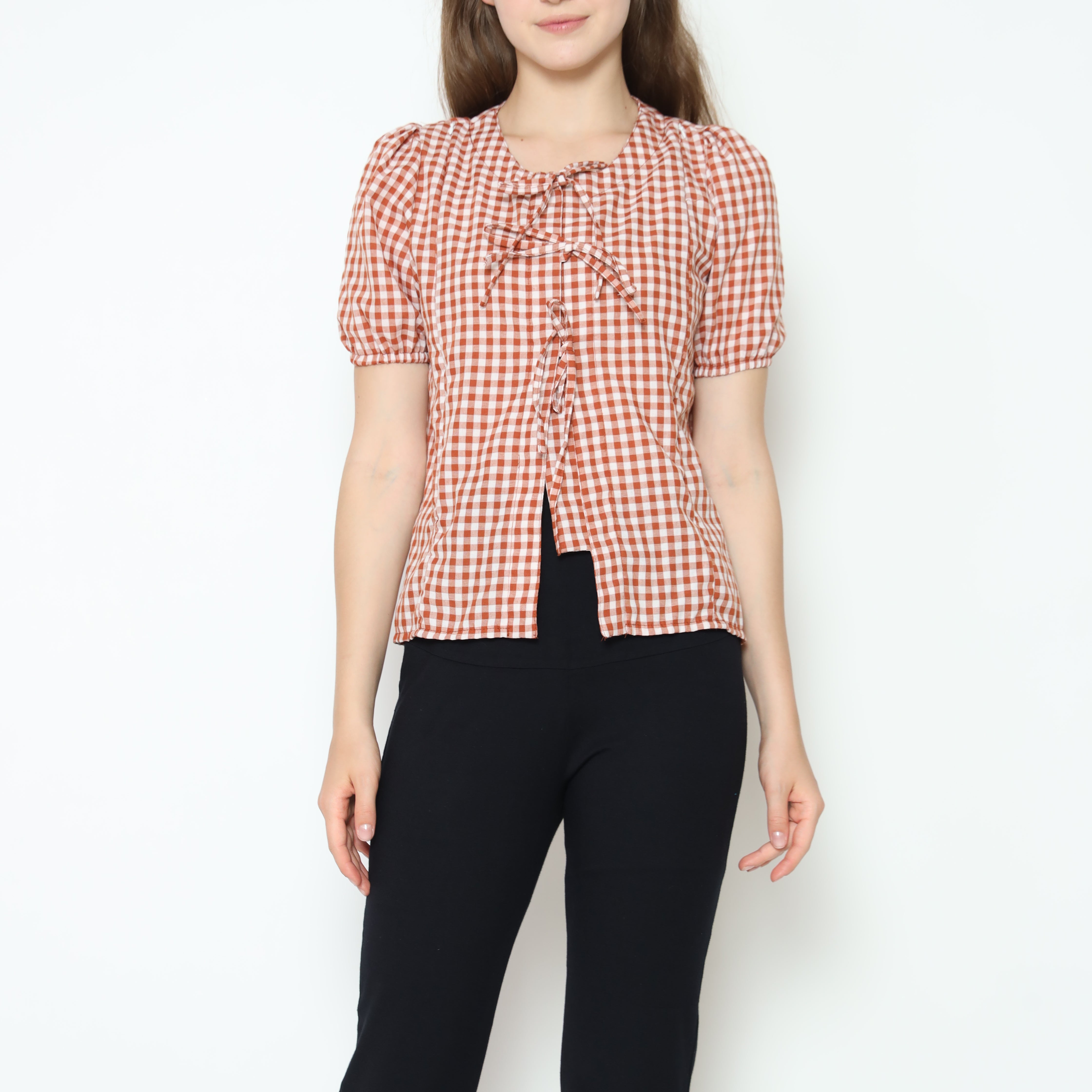 Alby Square Nursing Bow Top in Orange