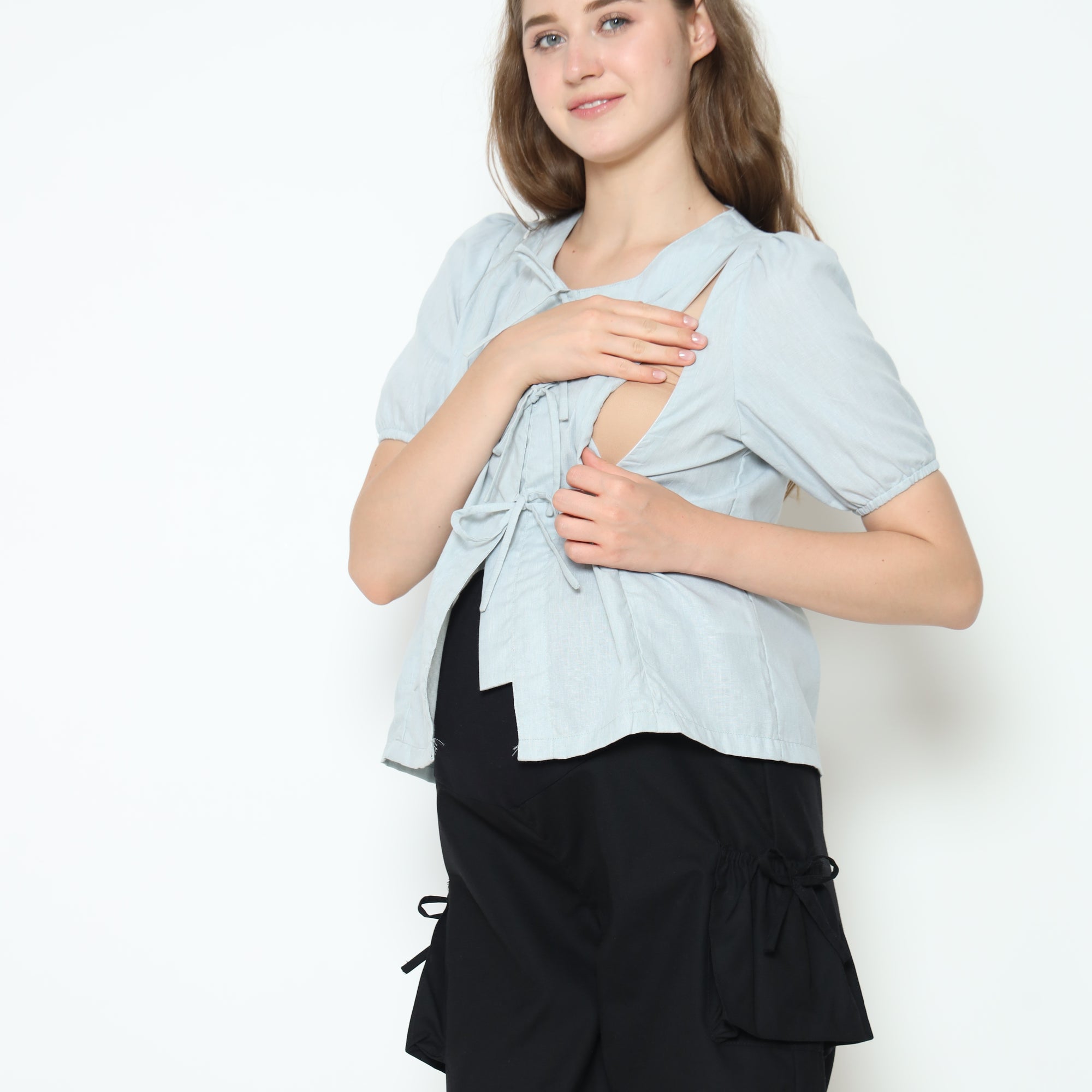 Alby Nursing Bow Top in Mint