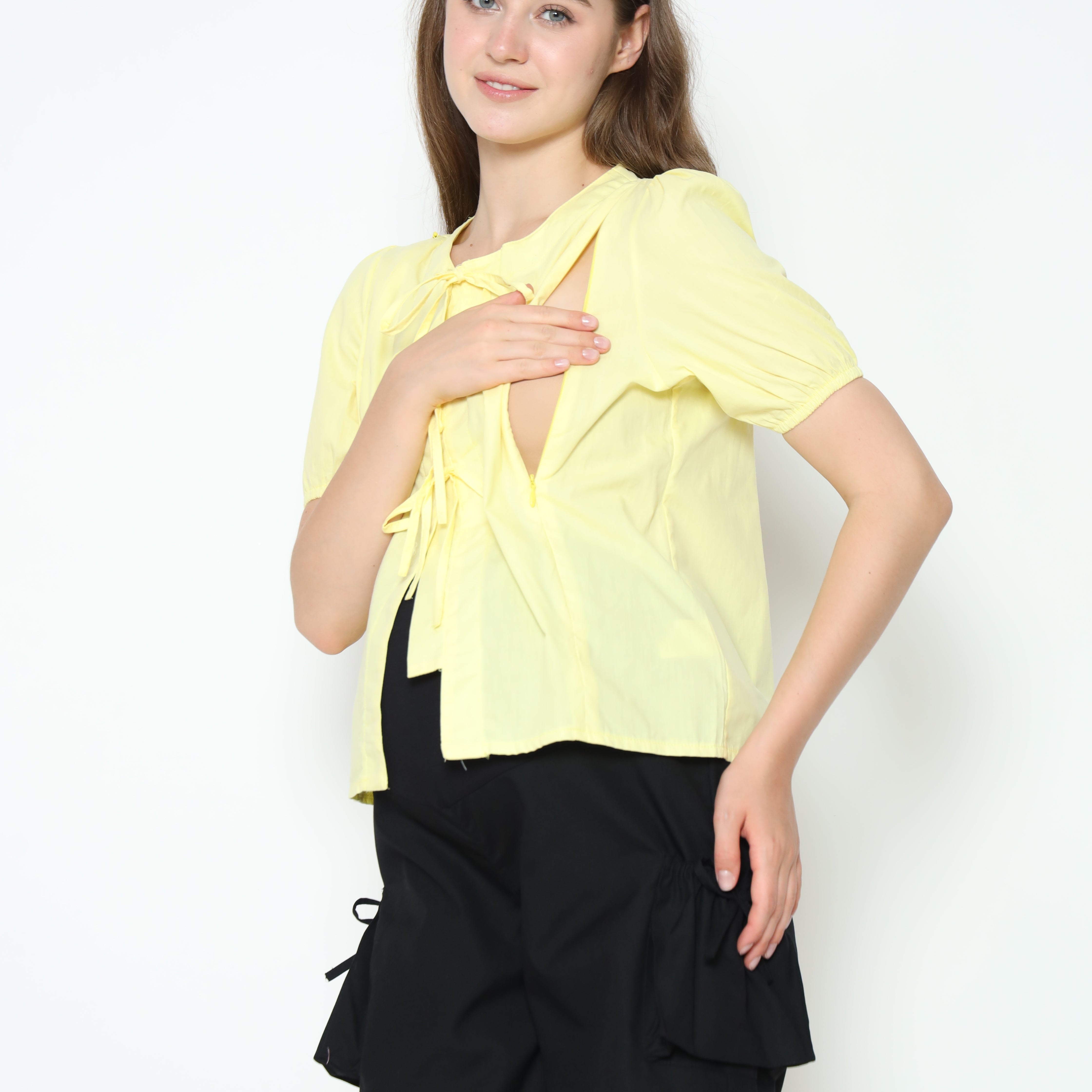 Alby Nursing Bow Top in Butter
