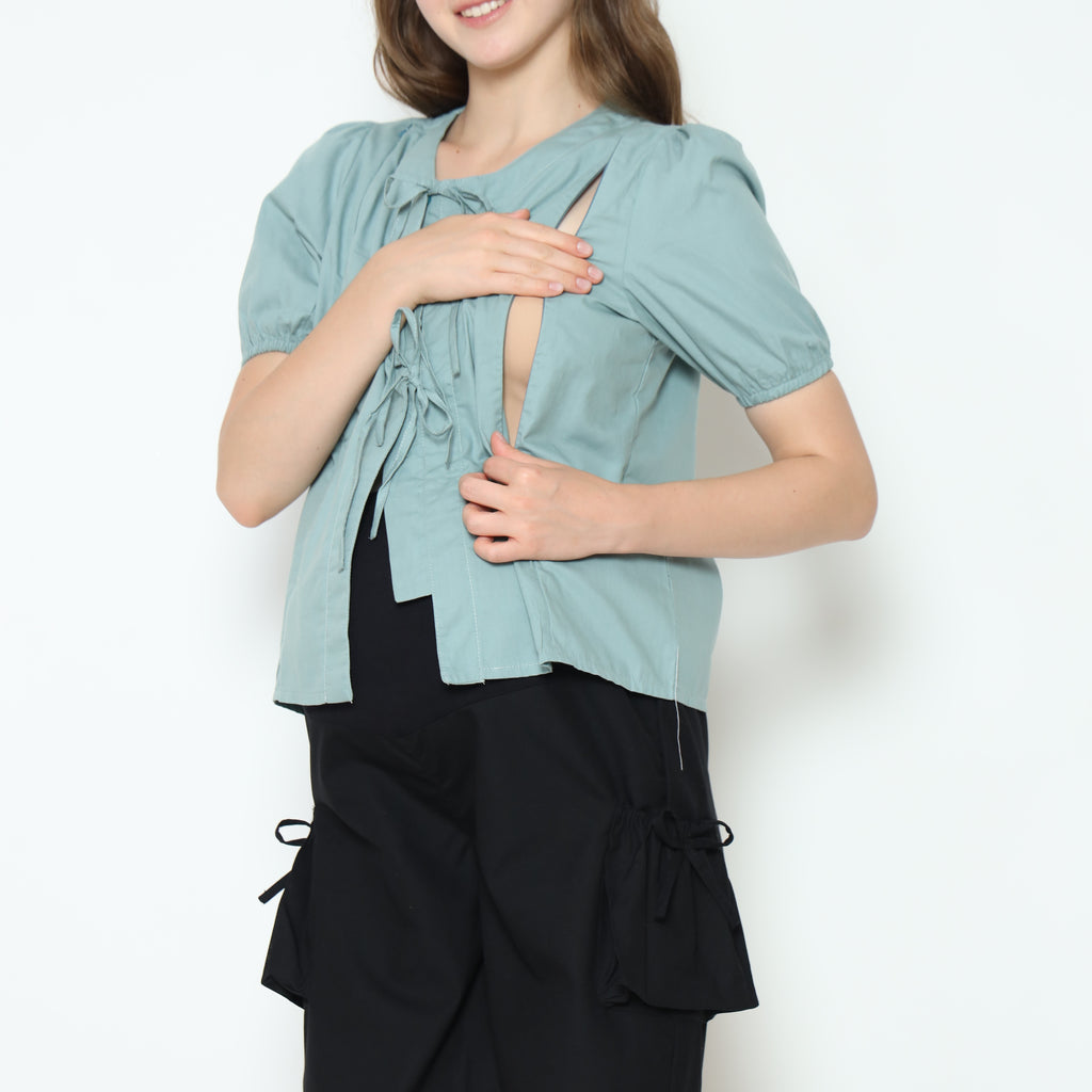 Alby Nursing Bow Top in Sapphire