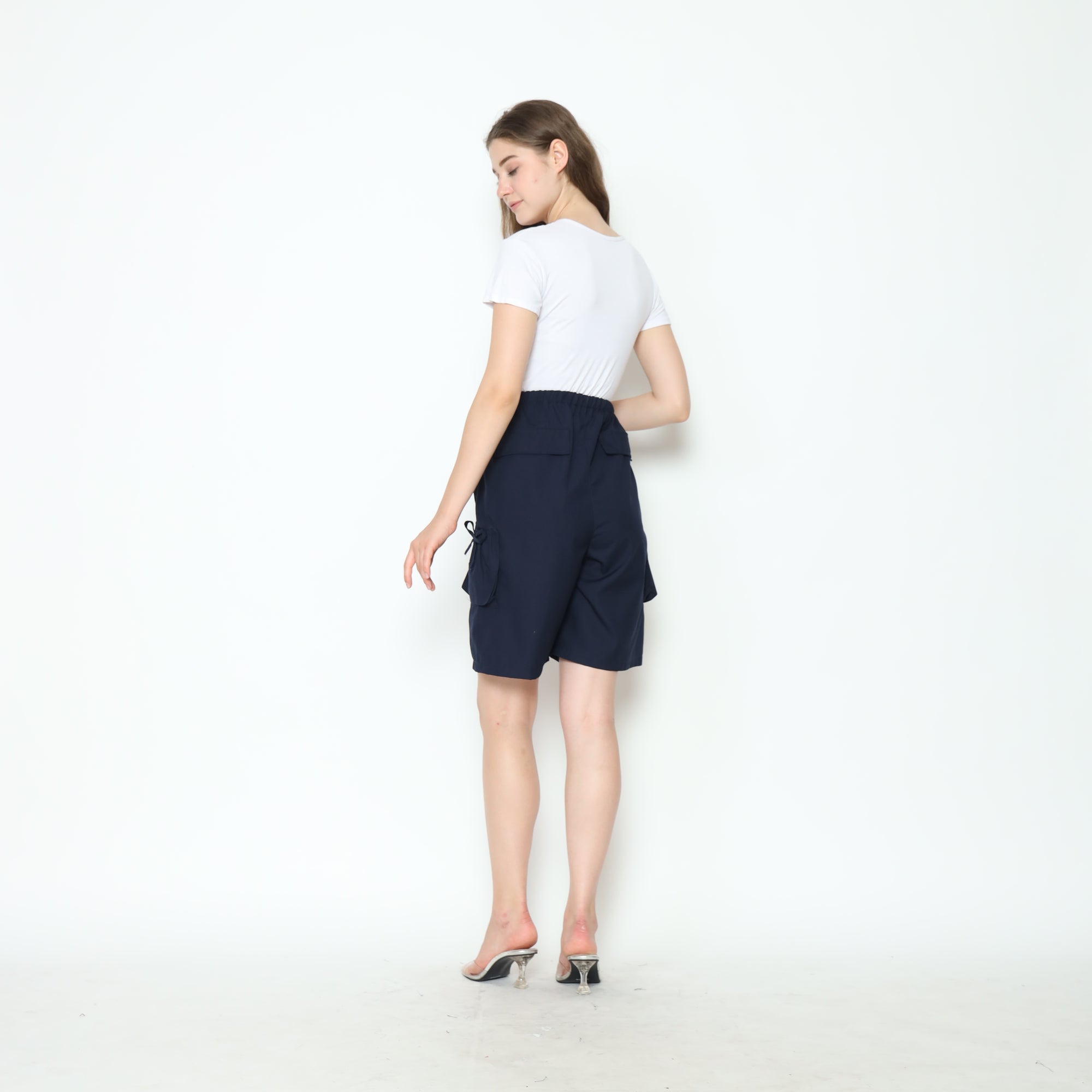 Alice Mid-Rise Shorts in Navy