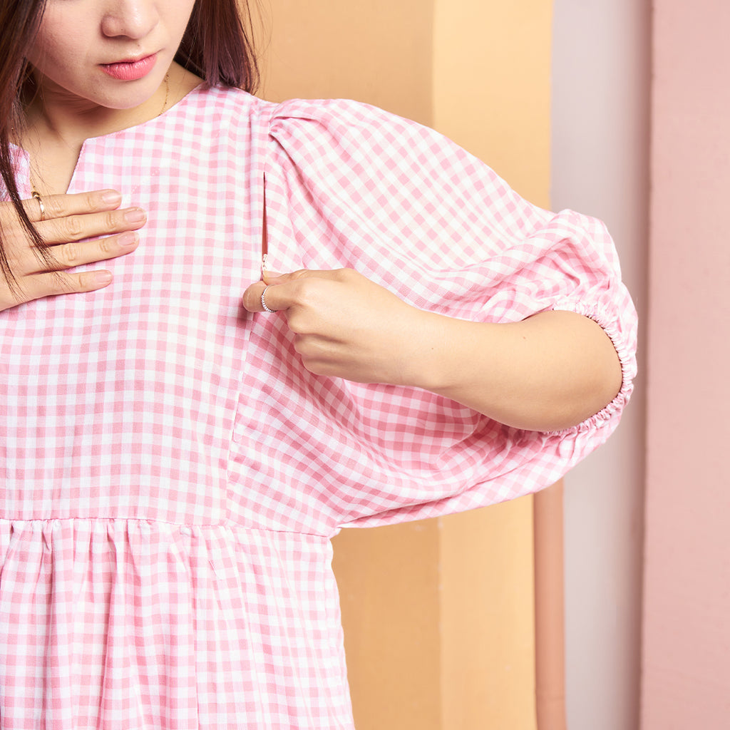 Margaret Nursing Dress in Dolly Pink