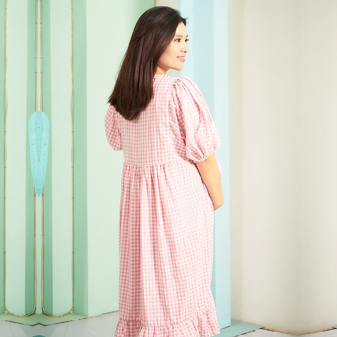 Margaret Nursing Dress in Dolly Pink