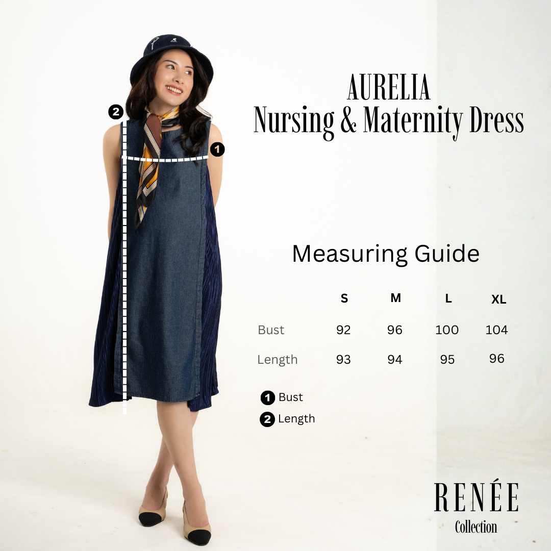 Aurelia Contrast Nursing & Maternity Dress in Vintage Blue