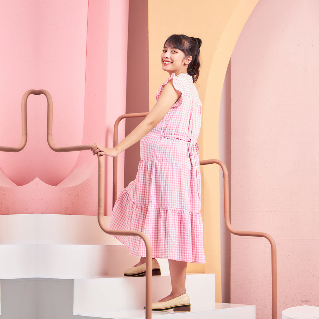 Christy Nursing Dress in Dolly Pink